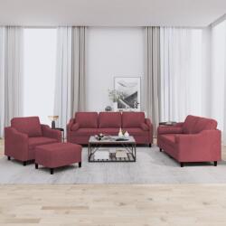 vidaXL Set canapea cu perne, 4 piese, rosu vin, material textil GartenMobel Dekor (3201800) Canapea