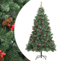 vidaXL Pom Craciun artificial cu balamale, conuri, fructe rosii 180 cm GartenMobel Dekor (357707)