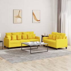 vidaXL Set de canapele cu perne, 2 piese, galben deschis, textil GartenMobel Dekor (3201669) Canapea