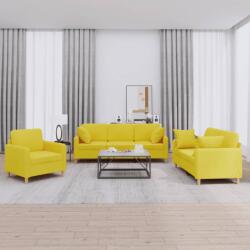 vidaXL Set de canapele cu perne, 3 piese, galben deschis, textil GartenMobel Dekor (3202075) Canapea