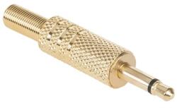  Mufa jack 3.5 mm mono tata din metal, auriu, pentru cabluri audio (WTY0013)