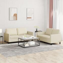 vidaXL Set de canapele cu perne, 2 piese, crem, piele ecologica GartenMobel Dekor (3201751) Canapea