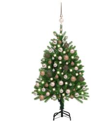 vidaXL Brad de Craciun pre-iluminat cu set globuri, verde, 120 cm GartenMobel Dekor (3077639)