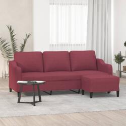 vidaXL Canapea cu 3 locuri si taburet, rosu vin, 180 cm, textil GartenMobel Dekor (3201141) Canapea