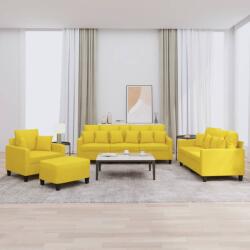 vidaXL Set de canapele cu perne, 4 piese, galben deschis, textil GartenMobel Dekor (3201645) Canapea