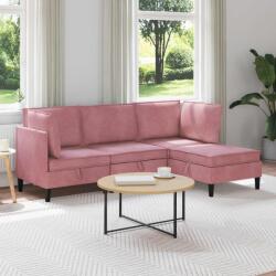 vidaXL Set de mobilier pentru living cu perna 4 pcs Roz Catifea GartenMobel Dekor (3413745)