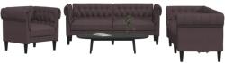 vidaXL Set canapele, 3 piese, maro închis, material textil GartenMobel Dekor (3209194) Canapea