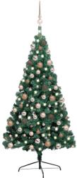 vidaXL Jumatate brad Craciun artificial cu set globuri verde 240 cm GartenMobel Dekor (3077567)