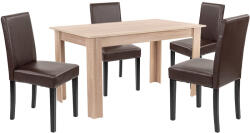 Leziter Set masa cu 4 scaune Leziter Leon, stejar Sonoma-maro, 140x80 cm (LYET140ST_LKE-BR_4)