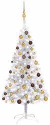 vidaXL Brad Craciun pre-iluminat cu set globuri, argintiu, 150 cm, PET GartenMobel Dekor (3077523)