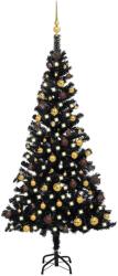 vidaXL Brad Craciun pre-iluminat cu set globuri, negru, 180 cm, PVC GartenMobel Dekor (3077504)