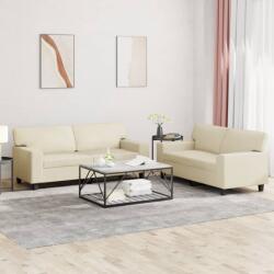 vidaXL Set de canapele, 2 piese, crem, piele ecologica GartenMobel Dekor (3201915) Canapea