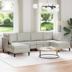 vidaXL Set de mobilier pentru living cu perna 6 pcs Crem Catifea GartenMobel Dekor (3413767)