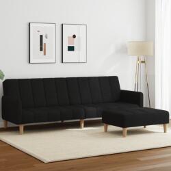vidaXL Canapea extensibila cu taburet, 2 locuri, negru, textil GartenMobel Dekor (3258090) Canapea