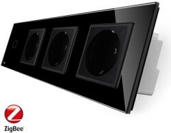LIVOLO Intrerupator simplu ZigBee + Priza tripla LIVOLO ZigBee cu touch din sticla, Control de pe telefon SmartElectro IntelligentHouse (VL-C701Z/C7-C3EUZ-12)