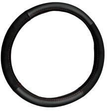  Husa volan M (37-38 cm) imitatie piele si alcantara, negru cu cusatura rosie (141123-1)