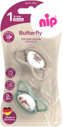 NIP Set 2 suzete nip Butterfly din silicon ortodontic, 0-6 luni, fara BPA (31050)