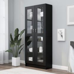vidaXL Dulap cu vitrina, negru, 82, 5 x 30, 5 x 185, 5 cm, PAL GartenMobel Dekor (802769) Biblioteca