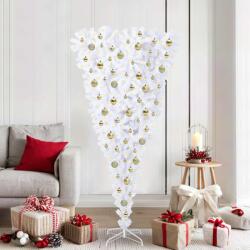 vidaXL Brad de Craciun artificial cu 300 LED Alb 180 cm PVC si Otel GartenMobel Dekor (3426718)