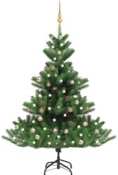 vidaXL Brad artificial Craciun cu LED si globuri Nordmann Verde 180 cm GartenMobel Dekor (3077646)