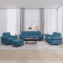 vidaXL Set de canapele cu perne, 4 piese, albastru, catifea GartenMobel Dekor (3202189) Canapea