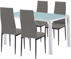Leziter Set dining Leziter Mabel 4+1 cu masa din sticla securizata, gri-negru (LUAV140W_DA258GB_4)