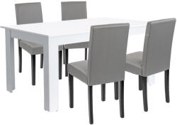 Leziter Set de masa Leziter Leon alb-gri cu 4 scaune, masa 160x90 cm (LYET160F_LKE-GR_4)