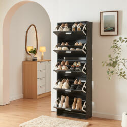 [en. casa] Pantofar Sykkylven cu 5 clapete, 169x60x24 cm, negru, [en. casa] (88502511) Pantofar