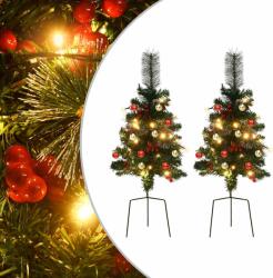 vidaXL Brazi artificiali Craciun pre-iluminati de alee 2 buc 76 cm PVC GartenMobel Dekor (332835)