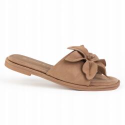 Goodin Női flip-flop papucs casual GD-DO-244 velúr bőr könnyű virágos applikáció Bézs 36 (GD-DO-244BEIGE)