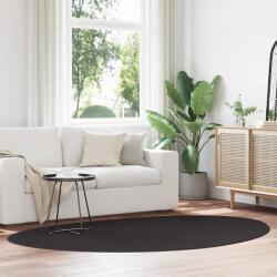 vidaXL Covor oval Huarte negru 160x230 cm, poliester, antiderapant (4103702) Covor