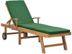 vidaXL Sezlong cu perna, verde, lemn masiv de tec GartenMobel Dekor (48024)