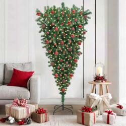 vidaXL Brad de Craciun artificial pre-iluminat, cu set de bile, cu design rasturnat GartenMobel Dekor (3396864)