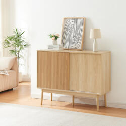 [en. casa] Comoda living Landskrona cu usi glisante, aspect stejar, 115x40x90 cm (86960720) Comoda
