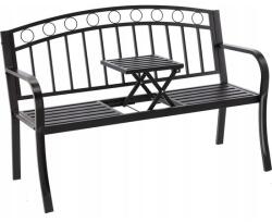 Chomik Banca de gradina, cu masuta extensibila, structura otel, negru, 127x53x84 cm, Sofia GartenVIP DiyLine (MEB0797)