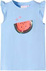 vidaXL Tricou pentru copii cu maneci cu volane, albastru deschis, 128 GartenMobel Dekor (10632)