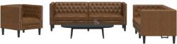 vidaXL Set canapele Chesterfield cu 3 locuri, maro piele întoarsa eco. GartenMobel Dekor (3209273) Canapea