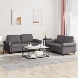 vidaXL Set de canapele cu perne, 2 piese, gri, piele ecologica GartenMobel Dekor (3202152) Canapea