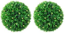 vidaXL Mingi artificiale din lemn de cimis cu lumini LED 2 buc Verde GartenMobel Dekor (3335901)