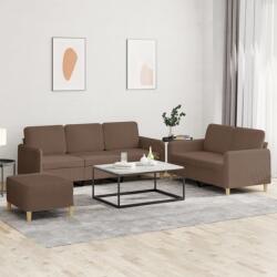 vidaXL Set de canapele cu perne, 3 piese, maro, textil GartenMobel Dekor (3202129) Canapea