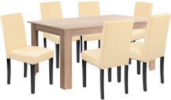 Leziter Set masa cu 6 scaune Leziter Leon, stejar Sonoma si bej, 160x90 cm (LYET160ST_LKE-BE_6)