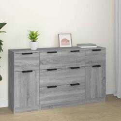 vidaXL Set servanta, 3 piese, gri sonoma, lemn prelucrat GartenMobel Dekor (3115826) Comoda