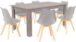 Leziter Set masa dining Leziter Lola 6+1, 6 scaune Silla, gri cu stejar York (LYET160YT_DA232AG_6)
