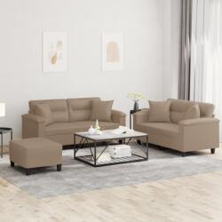 vidaXL Set de canapele cu perne, 3 piese, cappuccino, piele ecologica GartenMobel Dekor (3202381) Canapea