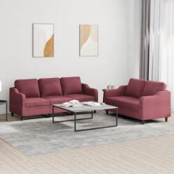 vidaXL Set canapea cu perne, 2 piese, rosu vin, material textil GartenMobel Dekor (3201840) Canapea