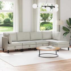 vidaXL Set de mobilier pentru living cu perna 5 pcs Crem Catifea GartenMobel Dekor (3413766)
