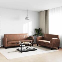 vidaXL Set canapea, 2 buc. , piele artificiala de caprioara, maro GartenMobel Dekor (275226) Canapea