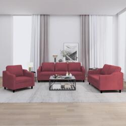 vidaXL Set canapea cu perne, 3 piese, rosu vin, material textil GartenMobel Dekor (3201776) Canapea