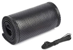  Husa volan din piele perforata 2XL, 45 cm, negru, cu ac si ata (Premium) (070121-1)