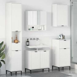 vidaXL Set de mobilier pentru baie Alb lucios Lemn de inginerie, Metal GartenMobel Dekor (3393117)